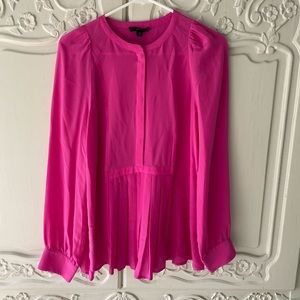 J. Crew Silk Top - Hot Pink- Size Small Tall